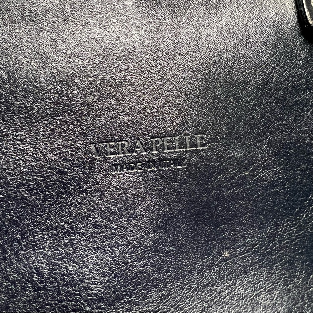VERA PELLE Navy Blue Small Medium Leather CrossBody Bag Purse Silver Hardware - Picture 8 of 15